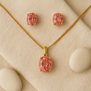 Elegant Pink Stone pendant & Stud Earrings Set